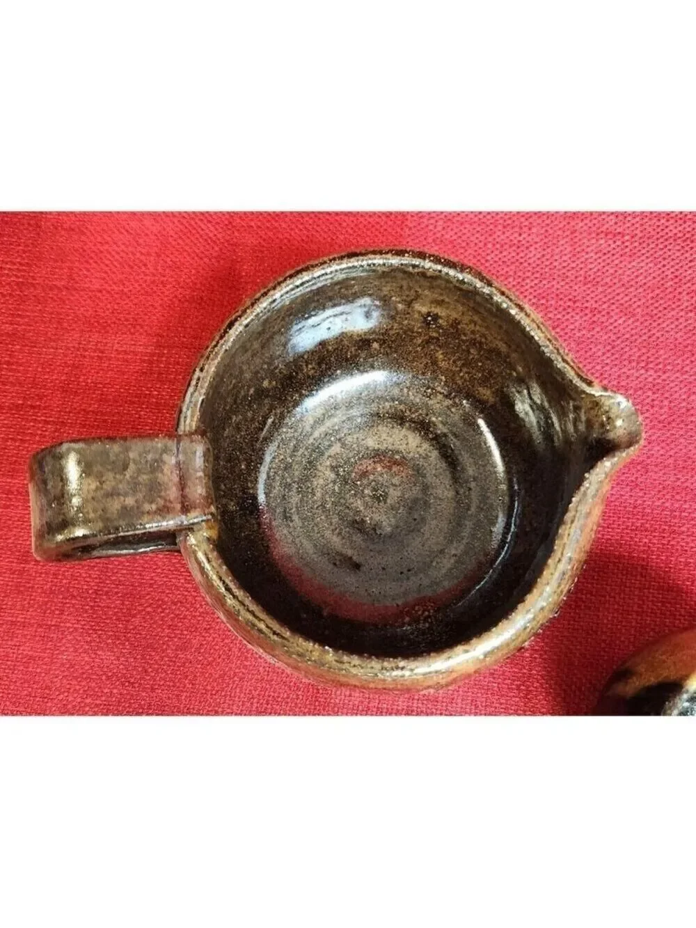 Vintage Ceramic Creamer Pitcher & Small Cup Set, Coffee Bar, Unique Pottery, 198